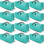 Cosy Family 12 Pack Heavy Duty Extra Large Moving Bags with Backpack Straps - Strong Handles & Zippers, Storage Totes For Space Saving, Fold Flat, Alternative to Moving Box, Aquamarine