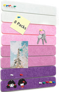 8 Packs Felt Pin Board Bar Strips Bulletin Board for Bedrooms Offices Home Wall Decoration, Notice Board Self Adhesive Cork Board with 50 Push Pins for Paste Notes, Photos, Schedules