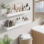 Fun Memories Floating Shelves for Room Wall, 36 Inch Long Shelf Set of 2， Hanging Wood Shelves for Storage & Display, White