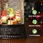 Christmas Snow Globe Gnome Snow Globe Lantern, Light Up Christmas Decorations for Home Musical Lantern Candle Shaped with Timer, Home Decor Festival Gife, USB & Battery Operated 10 Inch