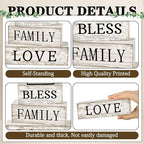Yuntau 4 Pcs Farmhouse Wooden Tabletop Decor Sweet Home Tiered Tray Decor Rustic Retro Wood Bless Family Love Block Sign Gift Neutral Centerpiece Farmhouse Table Sign for Home Shelf Mantle