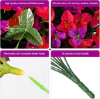 Bougainvillea Artificial Flowers for Outdoors Faux Plants Spring Decor, 4 Bundles Realistic Fake Silk Bougainvillea for Outside UV Resistant Faux Flowers for Outdoor Planters Porch Patio Garden Home