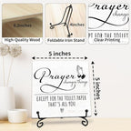 Prayer Changes Things Wooden Sign - 5" Prayer Quote Wooden Plaque With Metal Support - Funny Rustic Tabletop Bathroom, Toilet Room Decor - Housewarming Gifts For Family & Friends - A02