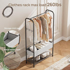 Freestanding Metal Garment Rack - Heavy Duty Coat & Clothes Hanger for Hanging/Drying, Portable Closet Storage for Laundry Room/Bedroom, Black