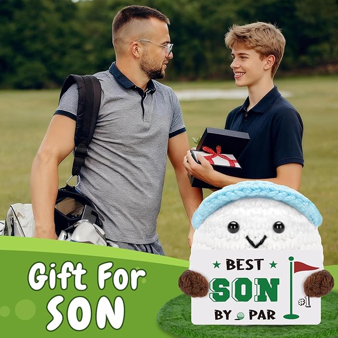 Golf Gifts, Positive Crochet Funny Golfers Presents for Son, Emotional Help Handmade Knitted Golf Themed Doll, Funny Gag Gifts for Golfer Son