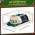 Vtopmart 2 Pack Hat Organizer for Baseball Caps, Clear Hats Holder Box with Drawer, Large Cap Storage with Sliding Tray, Stackable Rack Display Case with Magnetic Door, Each Holds 12 Hats