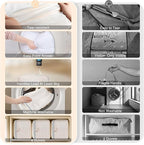 Comforter Storage Bag - 130L Blanket Storage Bags Front-opening Ultra Space Saving Self Compression Organizer, Washable Compression Bags for Storage Comforter Blanket, 1 Pack, Beige
