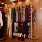 12 Layers 120cm Gold Wall Display Stand Wrapping Paper Ribbon Organizer Holder Storage Scarf Tie Belt Towel Spool Sewing Tool Hijab Metal Shelving for Home, Retail Stores, Flower Shop, Studio