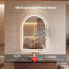 Sweetcrispy 20“x 28” LED Bathroom Backlit Mirror with Lights, Arched Lighted Bathroom Vanity Mirrors with Anti-Fog, Dimmable, 3-Color Light, Memory Function, Tempered Glass, Water-Proof Design
