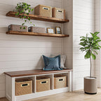 Fixwal Wood Floating Shelves for Wall, 47.2" Long Heavy Duty Wall Mounted Shelves for Living Room, Bedroom, Bathroom and Kitchen, Wall Shelves for Storage, Books, Room Decor (Rustic Brown, Set of 2)