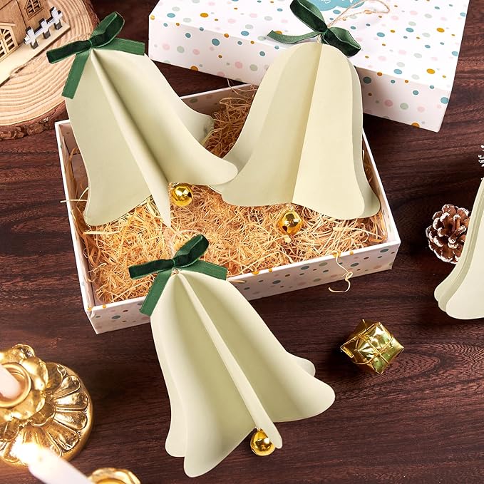 Christmas Bell Ornaments Christmas Tree Decorations Paper Hanging Bell Ornaments for Xmas Tree Décor, New Years Party Winter Xmas Party Holiday Home Decor,Ceilings Decor 9 PCS