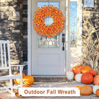 26 Inch Fall Wreaths for Front Door Outside，Realistic Autumn Wreath Outdoor，Large Halloween Thanksgiving Artificial Flowers Wreath，Fall Decorations for Home Front Porch Yard Window Farmhouse Decor