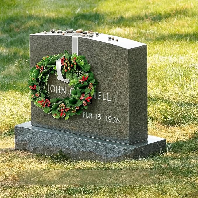 Adjustable Headstone Wreath Hanger for Cemetery – Fits 6"-11" Tombstones, Stainless Steel Gravestone Wreath Stand for Christmas, Halloween, Easter & Memorial Day Decorations