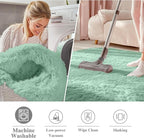 OLANLY Mint Green Round Rugs for Bedroom - Machine Washable, 8 ft Circle Area Rugs for Living Room, Soft and Fluffy Shaggy Carpet for Teen Girls and Boys, Nursery Rooms, Dorms, Home Decor Aesthetic
