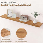 Floating Shelves for Wall Decor, 8" Deep Rustic Solid Elm Wood Floating Shelves Wall Mounted, Wall Shelves with Invisible Bracket for Living Room Bathroom Bedroom Kitchen, 48 Inch Set of 1, Natural