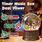 Christmas Snow Globes Lantern, Snowman and Christmas Tree Christmas Decorations Indoor, 6H Timer Battery & USB Powered Light Up Musical Snow Globes for Kids Women Adults Gift Thanksgiving Home Decor