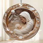 2025 Christmas Ornaments, Christmas Tree Ornaments Acrylic, Faux Stained Glass Effect White Elephant Gifts Exchange, Unique Suncatcher Xmas Stocking Stuffers for Women, Men (Holy Nativity)