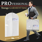 5 Pack 40-inch Suit Bag Garment Bag for Travel and Storage, Garment Bags for Hanging Clothes with Zipper and Visible Transparent Window, White