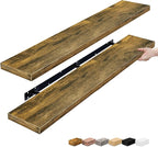 Sorbus Floating Shelves for Wall - 55 Inch Extra-Long Bathroom Shelves, Wall Decor for Bedroom, Kitchen, Living Room, Book Storage - Mounted Floating Shelf with Hidden Brackets (Rustic Brown, 2 Pack)