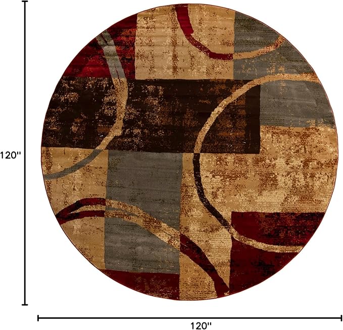 Unique Loom Barista Collection Area Rug - Kouillou (10' Round, Multi/Brown)