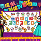 Day of The Dead Cutouts Sugar Skull Classroom Bulletin Board Decorations Colorful Skull Halloween Theme Party Supplies for Toddler Kids Students Classroom Decors