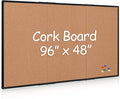 Extra Large Cork Bulletin Board 96" X 48", Foldable Notice Pin Board for Wall, Black Aluminum Framed 8'x4' Corkboard, Wall Mounted Noticeboard with 36 Push Pins for School, Home & Office