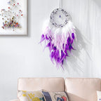 Purple Dream Catchers, Handmade Traditional Circular Net with Lucky Crystal Stones, Perfect Wall Hanging for Home Decor, Girl’s Bedroom, Art Ornament Craft Gift (Purple and Pink)