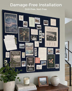 Aothia 12-Pack Felt Bulletin Board Tiles 48"x36", Modular Pin Board for Smooth Walls, Cork Board Alternative for Notes & Photos, 0.35" Thick, 70 Adhesive Tabs & 40 Pins, Navy Blue