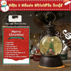 Christmas Snow Globe Lantern - Lighted Musical Water Globes with 6H Timer, Glittering Swirling Nutcracker & Train Scene, Battery/USB Powered Holiday Decoration for Indoor Christmas Decor & Gifts