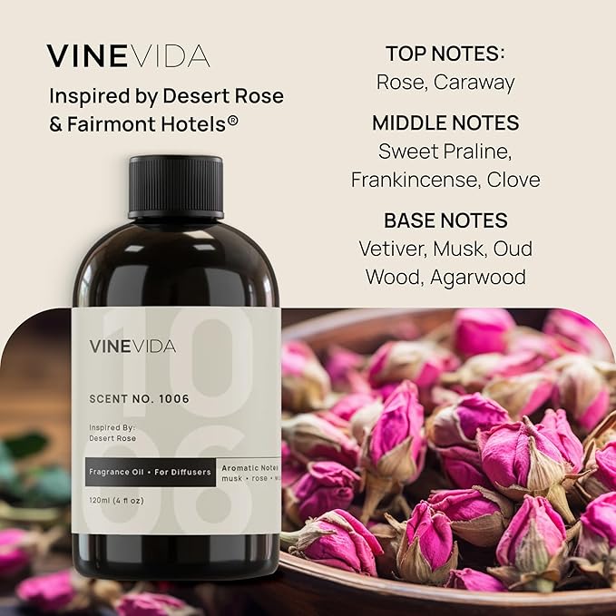 VINEVIDA (4oz) Hotel Fragrance Diffuser Oil - Hotel Scents Diffusers for Home - Cold Air Diffuser Oil - Hotel Scent Essential Oil - Scent No.1006 Inspired by Fairmont Hotels