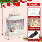 Christmas Snow Globe Lantern Water Glittering Lantern with 8 Songs & 6H Timer Romote Control Christmas Snow Globes USB & Battery Operated for Christmas Festival Decorations Gifts (Snowman)