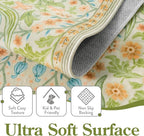 Moynesa Floral Hallway Runner Rug, Washable 2x6 Kitchen Rug Runner, Non Skid Boho Soft Bathroom Carpet Runner 6ft, Ultra Thin Botanical Throw Mat for Laundry Bedroom, Spring
