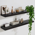 Solid Wood Floating Shelves For Wall, 36”W x 9”D x 1.56”H Large Wall Shelves for Living Room Bedroom Bathroom Kitchen Drcor Storage with Invisible Heavy-Duty Metal Bracket, Carbonized Oak, 2 Pack