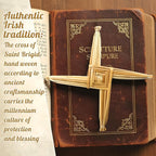 Kathfly 2 Pcs St. Brigid's Wall Cross and Card Irish Gift Saint Brigid's Cross History Card Irish Blessing Gift Ireland Hanging Wall Traditional Decor for Celtic Imbolc Home(10 in,Classic,Straw Color)