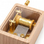 Hand Crank Wooden Music Box - Beech Wood with Clear PVC Window, Premium Golden Movement, Mini Size 6x4.5x3cm, 80g - Ideal Gift for Loved Ones (Contemporary, Let It Go)