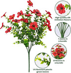 Lnoicy 20 Bundles Artificial Flowers for Outdoor Fake Plants for Spring Decoration,Faux Eucalyptus Flowers for Planter UV Resistant Lifelike for Home Porch Garden（Red）