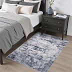Washable Area Rug 3x5 Entryway Rug: Washable Modern Abstract Soft Thin Rug Indoor Floor No Slip Stain Resistant Carpet for Bedroom Dining Room Farmhouse Nursery Home Office - Grey