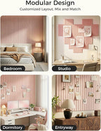 Aothia 12-Pack Felt Bulletin Board Tiles 48"x36", Modular Pin Board for Smooth Walls, Cork Board Alternative for Notes & Photos, 0.35" Thick, 70 Adhesive Tabs & 40 Pins, Pink
