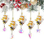 5Pcs Hanging Ornaments, Mini Crystal Prism Gold Metal Bee Xmas Tree Decorations, Crystal Suncatchers Hanging Ornament for Wedding Party Home Decor