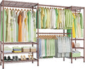 Ulif E11 Heavy-Duty Garment Rack, Metal Freestanding Clothes Rack and Closet Storage Organizer System with 8 Shelves and 4 Hanger Rods, (73.2-97.6)" W x 14.5" D x 71.2" H, Load 1034 LBS, Bronze