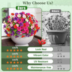 MARTINE MALL 24 Bundles Look Real Artificial Flowers for Outdoors, Realistic Fake Outdoor Flowers, UV Resistant Silk Petunia Flowers for Outside Faux Flowers Plants for Outdoor Porch, Mix Colors