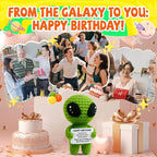 MAMAGIFTREE Birthday Gifts for Man Woman - Handmade Crochet Alien with Inspirational Funny Birthday Card - Small Bday Stuff for Friends, Teens, Coworkers