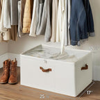 StorageWorks Shoe Organizer for Closet, Fits up to 24 Pairs, Shoe Cubby Storage Containers with Adjustable Dividers and Clear Cover, Beige