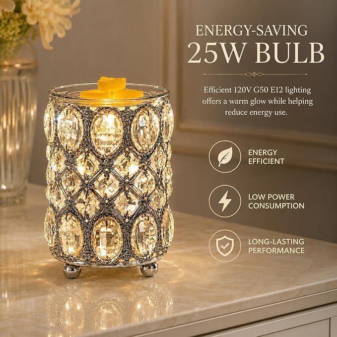 Leyoue Wax Warmer Wrought Iron Crystal Wax Melt Warmer Electric Oil Burner Wax Melt for Gifts & Decor, Home, Office, SPA,Bedroom