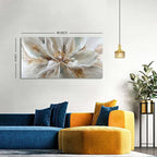 Flower Wall Art Vintage White Floral Canvas Pictures Abstract Blooming Flower Prints Painting Large Abstract Botanical Blossom Wall Decor Elegant Artwork for Bedroom Living Room Home Decoration 24x48"