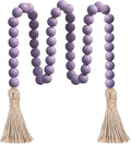 Meplait 39in Wood Bead Garland Farmhouse with Tassels,Versatile Prayer Beads Boho Chic Wall Hanging Home Decor (Purple)