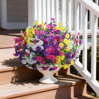 Ivydale 24 Bundles Artificial Flowers for Outdoors Faux Plants Spring Outdoor Decoration Faux Silk Morning Glory with Eucalyptus Realistic UV Resistant for Outside Porch Patio Window Garden Yard Home