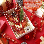 Mifoci 8 Pcs 6 Inch Mercury Glass Finial Christmas Ornaments Hanging Christmas Finials Glass Ornaments Assorted Mercury Decor for Vintage Holiday Xmas Tree Decoration(Copper Orange)