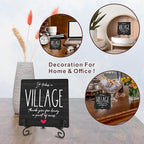 Wooden Sign - It Takes A Village Thank You For Being A Part Of Us - Motivational Wood Plaque & A Metal Support - Home & Office Inspirational Gifts For Women or Men, Desk Decor (Black) - C03