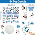 Winter Bulletin Board Decorations Winter Wonderland Paper Cutouts for Classroom Sliding into Winter Bulletin Board Set Snowflake Penguins Xmas Party Themed Cutouts for School Wall Door Decor